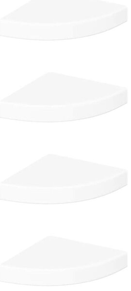 Półki narożne pływające 4 szt., białe, połysk, 25x25x3,8 cm, mdf