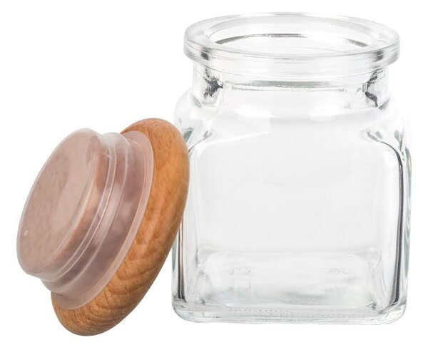 ČistéDřevo Szklany słoik na przyprawy – drewniany 120ml