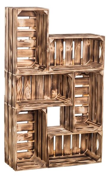 ČistéDřevo Skrzynki drewniane opalane biblioteczka 62 × 102 × 20 cm