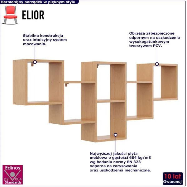 Minimalistyczna półka na ścianę w kolorze buk B1-E47