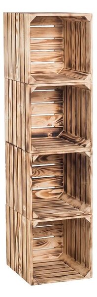 ČistéDřevo Skrzynki drewniane opalane regał 120 × 30 × 35 cm