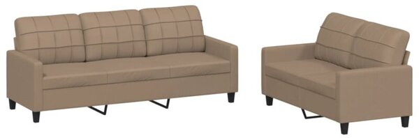 Sofa 2-osobowa z poduszkami, cappuccino, sztuczna skÃ³ra