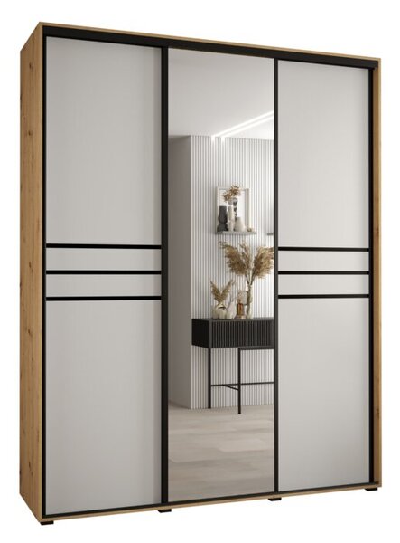 Szafa przesuwna wysoka Davos 11 200, gł. 60 cm artisan + biały + czarny