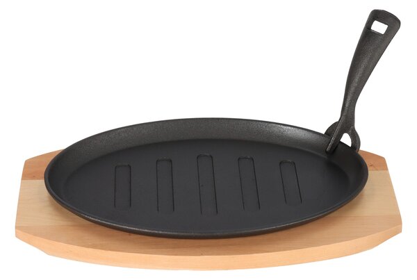 Banquet Patelnia żeliwna na desce drewnianej GRADA – 27 × 17,5 cm