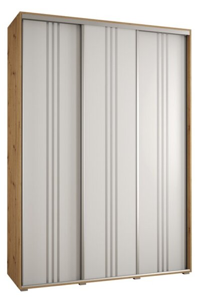 Szafa przesuwna wysoka Davos 6 180, gł. 60 cm artisan + biały + srebrny