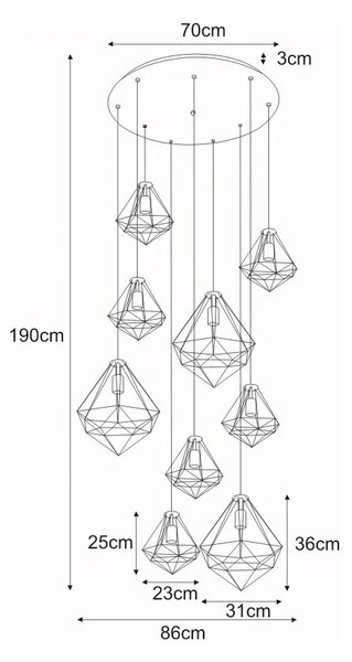 Duża druciana lampa wisząca kaskada - S539-Barex