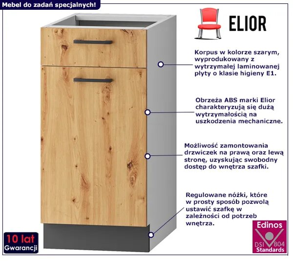 Dolna szafka kuchenna z szufladą dąb artisan A3-B19