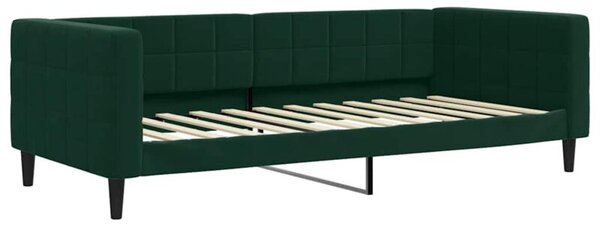 Sofa z funkcją spania, ciemnozielona, 90x200 cm, aksamitna