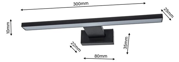 Kinkiet nad lustro do łazienki czarny - N018 S5-K92