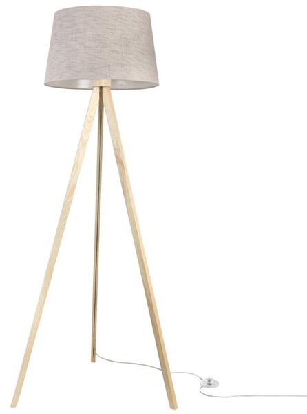 Lampa podłogowa trójnóg naturalny Light Home LH Len 1xE27 44cm abażur stożek jasny beżowy L02