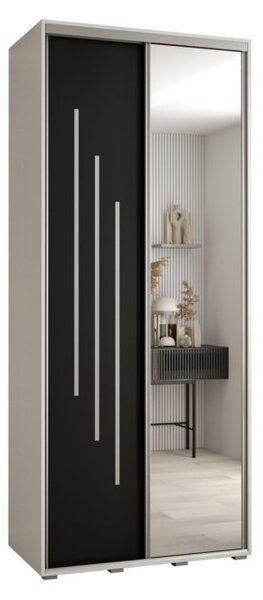 Szafa przesuwna wysoka Davos 9 120, gł. 60 cm biały + czarny + srebrny