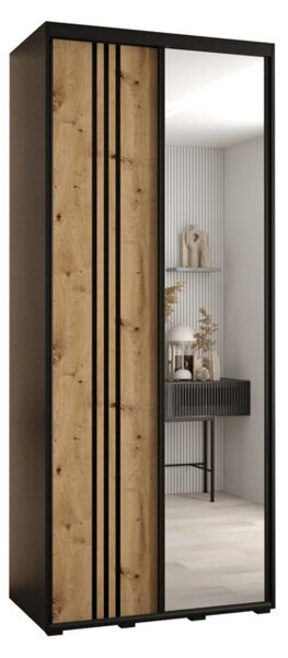 Szafa przesuwna wysoka Davos 7 100, gł. 60 cm czarny + artisan + czarny