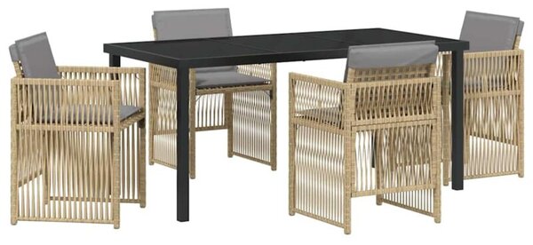Zestaw Mebli Ogrodowych Komplet Jadalniany 5-Częściowy Beżowy Metal Na Taras Balkon Ogród