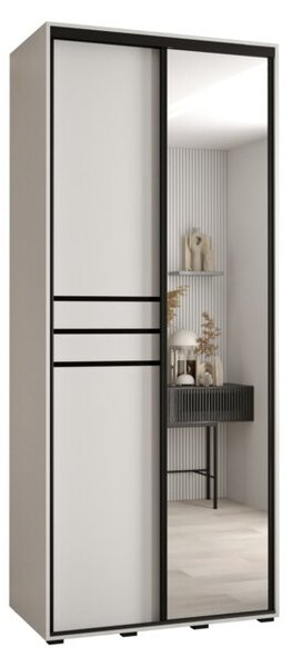 Szafa przesuwna wysoka Davos 11 110, gł. 60 cm biały + biały + czarny
