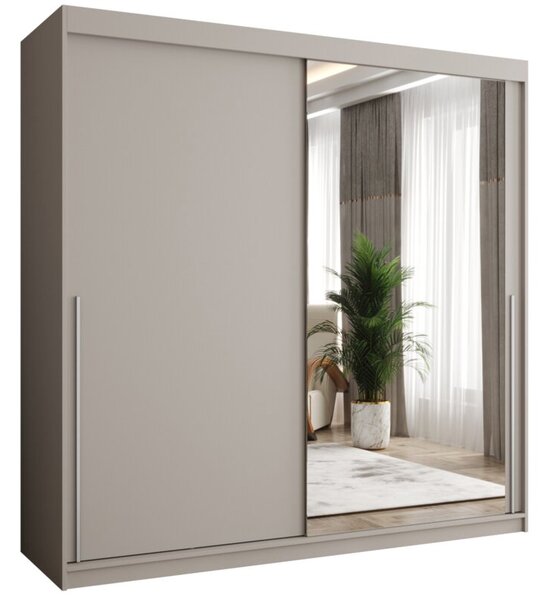 Szafa przesuwna z lustrem Garderoba SIMA T2 200 kaszmir + u. srebrny