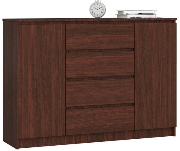 Komoda do sypialni, 4 szuflady, półki, CANTO, 140x40x99 cm, wenge, mat | TYLETEGOTU