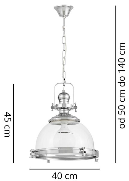 LAMPA WISZĄCA SUFITOWA LOFT CHROMOWANA FALCO