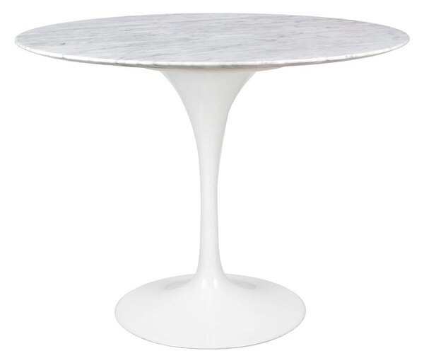 Stół TULIP MARBLE 100 CARRARA biały - blat okrągły marmurowy, metal