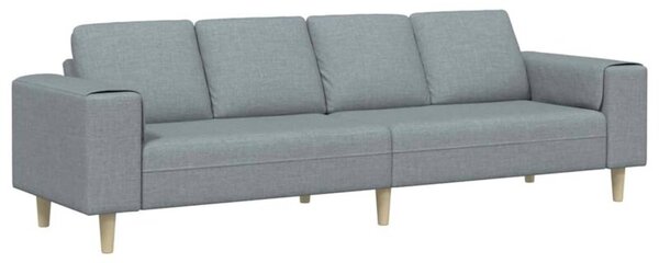 Nowoczesna sofa jasnoszara z ergonomicznymi podÅokietnikami i brÄ zowymi nogami, dla 4 osÃ³b