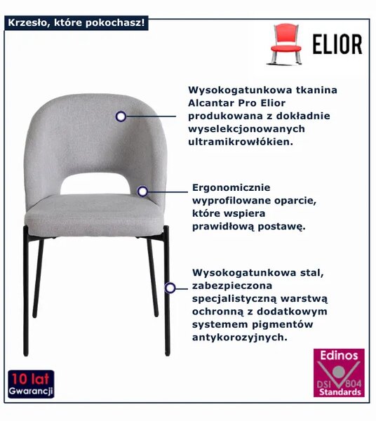 Stylowe szare krzesło na czarnych nogach K6-D40