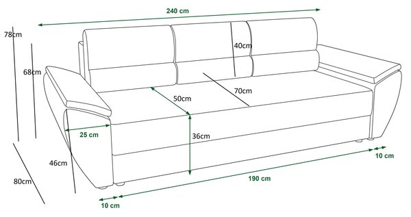 Łososiowa sofa rozkładana z pojemnikiem E9-P06