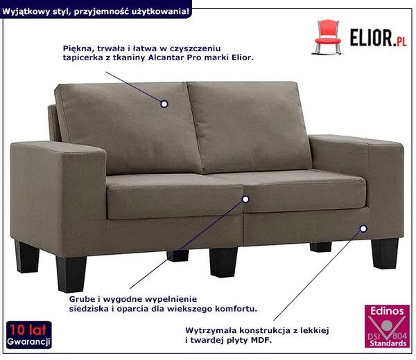 2-osobowa sofa taupe z podłokietnikami W3-F85