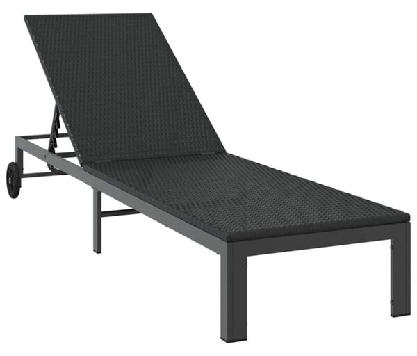 Leżak 1-osoba czarny 206 x 62.5 x 74 cm polirattan