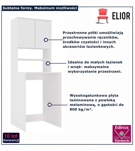 Biała obudowa z szafką na pralkę do łazienki B5-B23