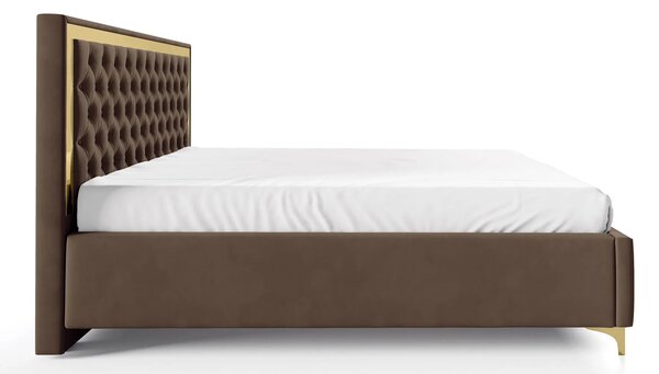 Brązowe łóżko pikowane w stylu glamour Z9-T94