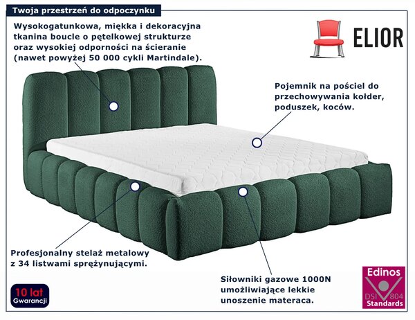 Ciemnozielone łóżko tapicerowane buble N5-H50