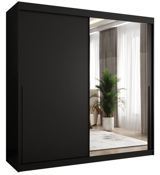 Szafa przesuwna z lustrem Garderoba SIMA T2 200 czarny + u. czarny
