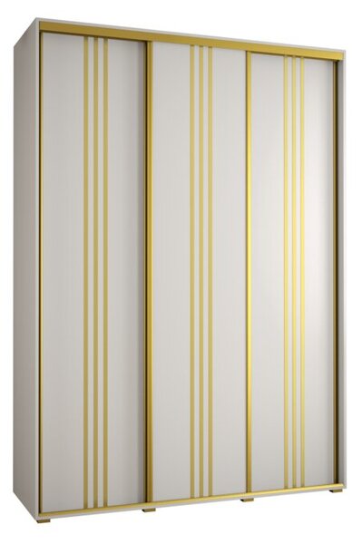 Szafa przesuwna wysoka Davos 6 170, gł. 60 cm biały + biały + złoty