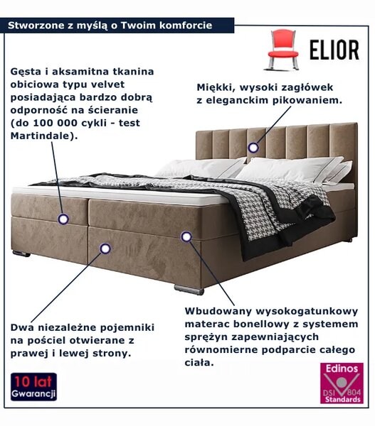 Jasnobrązowe nowoczesne łóżko welurowe 5 rozmiarów Z8-P09