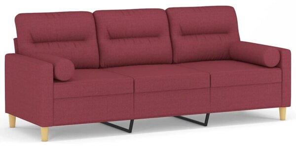 Sofa 3-osobowa z poduszkami, winna czerwieÅ, 180 cm, tkanina