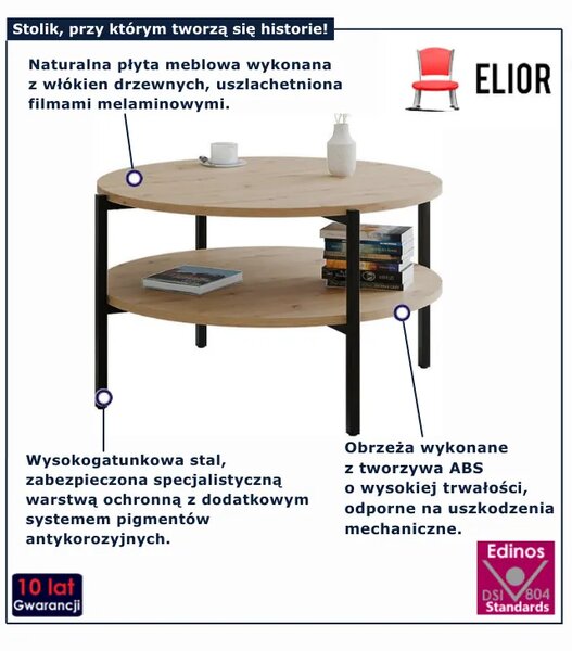 Okrągły stolik kawowy dąb artisan Z8-P75