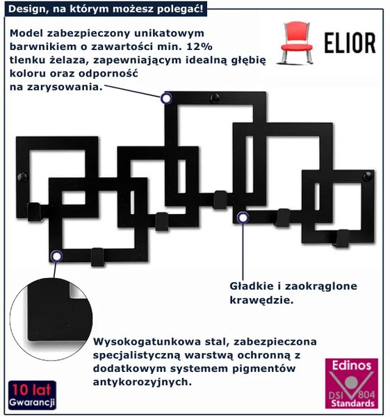 Czarny nowoczesny wieszak ścienny L9-Z81