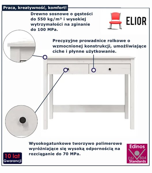 Białe biurko proste z szufladami H1-H49