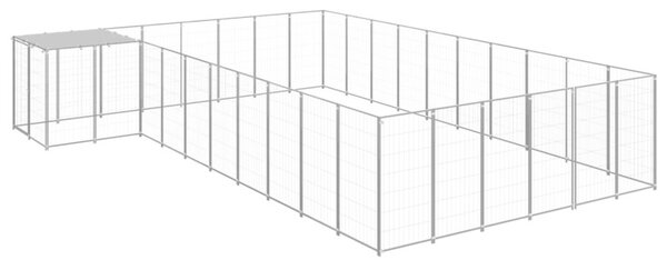 Kojec dla psa, srebrny, 19,36 m², stalowy