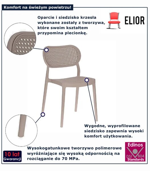 Nowoczesne krzesło do ogrodu w kolorze taupe C2-S60