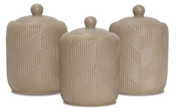 Zestaw 3 pojemników ceramicznych na kawę herbatę i cukier Geometry Beige MAESTRO