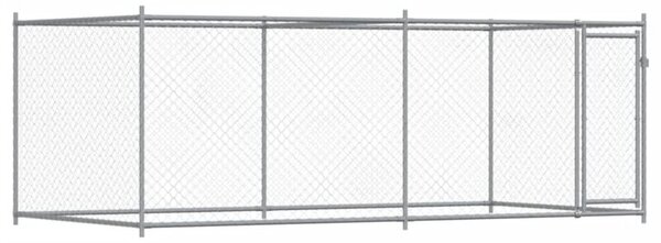 Klatka dla psa, z drzwiami, szara, 4x2x1,5 m, stal