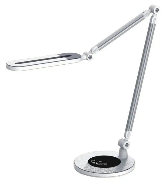 Srebrna lampka na biurko LED z panelem A6-S21