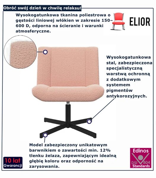 Różowy minimalistyczny fotel obrotowy B5-W26
