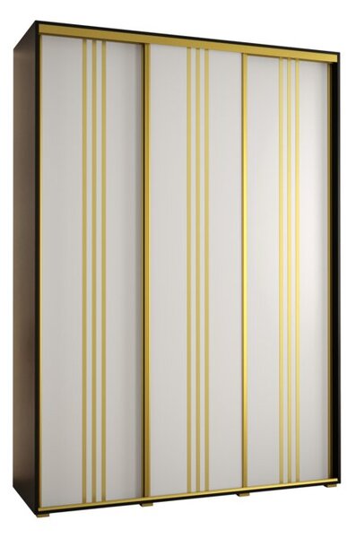 Szafa przesuwna wysoka Davos 6 180, gł. 60 cm czarny + biały + złoty