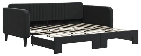 Sofa rozsuwana, czarna, 90x190 cm, aksamit
