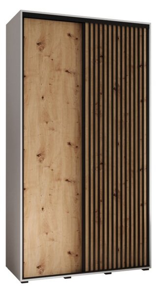 Szafa przesuwna wysoka Lanko 1 140, gł. 60 cm biały + artisan + czarny