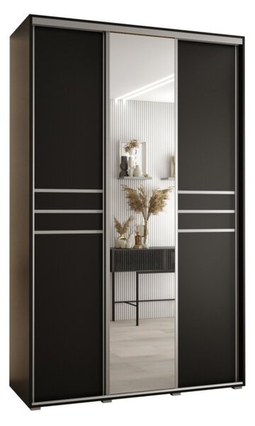 Szafa przesuwna wysoka Davos 11 150, gł. 45 cm czarny + czarny + srebrny