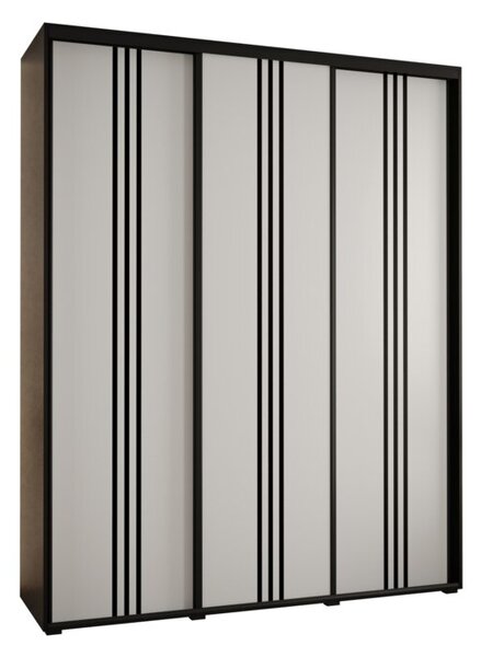 Szafa przesuwna wysoka Davos 6 200, gł. 45 cm czarny + biały + czarny
