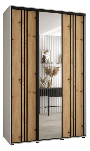 Szafa przesuwna wysoka Davos 7 160, gł. 60 cm biały + artisan + czarny