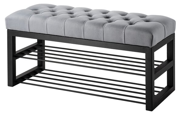 Ławka Pikowana do przedpokoju Industrialna SHELF BLANCA - LOFT